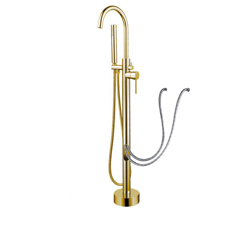 Modern Style Freestanding Tub Filler Copper Floor Mount Freestanding Tub Filler