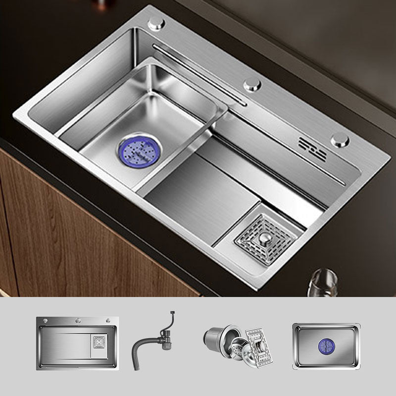 Modern Kitchen Sink Stainless Steel Strainer Kitchen Sink with Faucet in Chrome