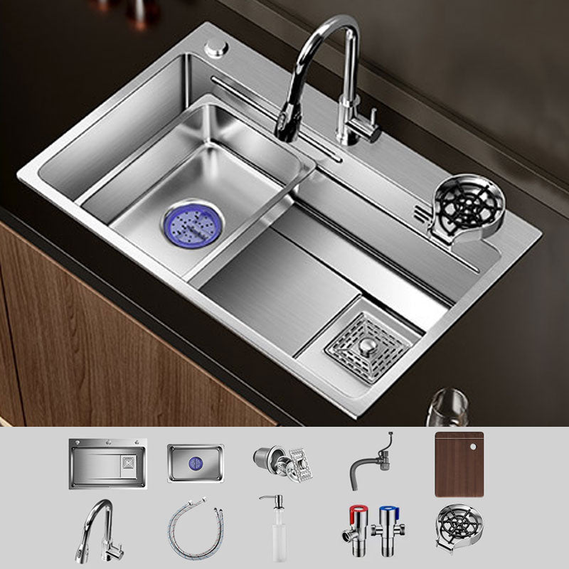 Modern Kitchen Sink Stainless Steel Strainer Kitchen Sink with Faucet in Chrome