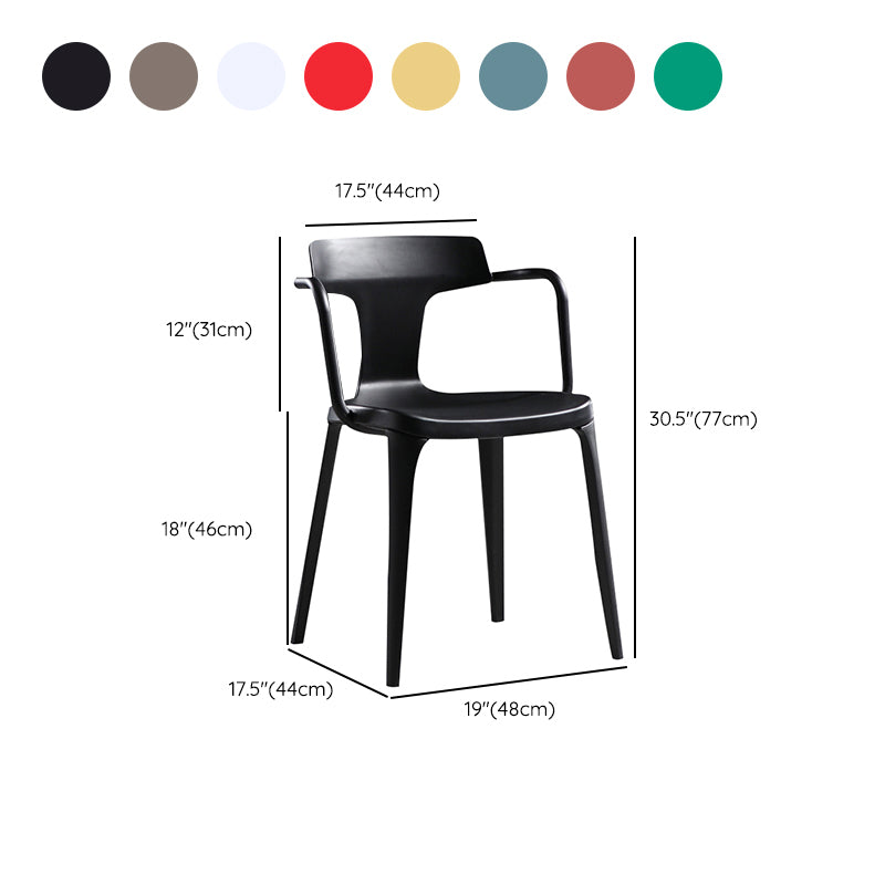 Open Back Dining Side Chair Contemporary Plastic Dining Arm Chair