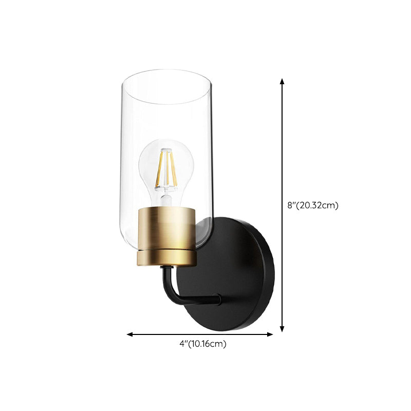 Cylinder Shade 1 / 2 - Light Bathroom Vanity Lighting in Black and Gold Bath Sconce