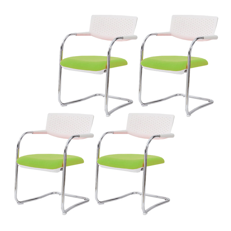 Contemporary Office Chair No Wheels Mid-Back Desk Chair with Arm