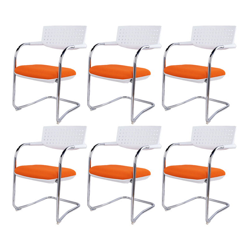 Contemporary Office Chair No Wheels Mid-Back Desk Chair with Arm