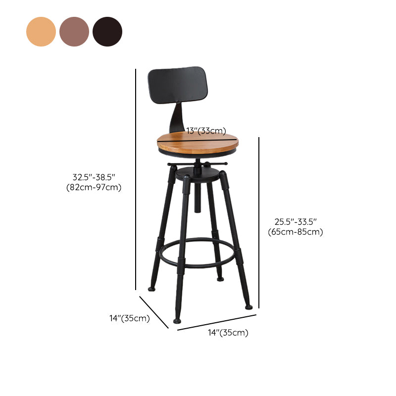 Modern Style Round Seat Barstool Wood Counter Bar Stool with Wood Legs