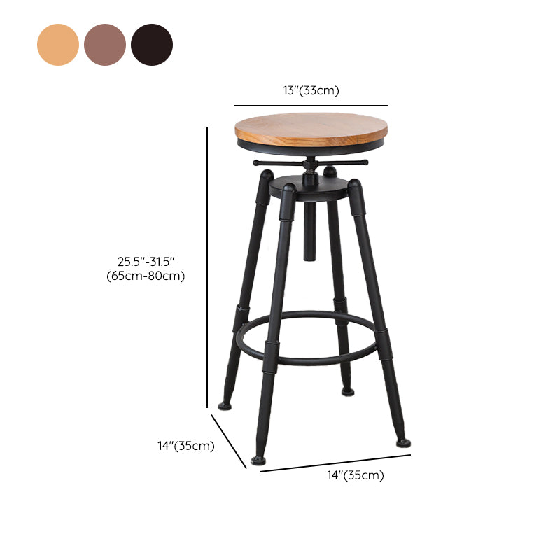 Modern Style Round Seat Barstool Wood Counter Bar Stool with Wood Legs