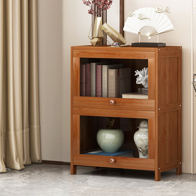 Closed Back Bamboo Bookcase Standard Modern Bookshelf with Cabinets