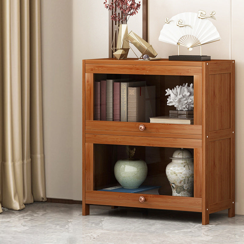Closed Back Bamboo Bookcase Standard Modern Bookshelf with Cabinets