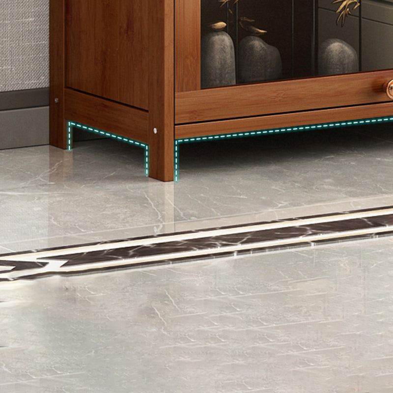 Closed Back Bamboo Bookcase Standard Modern Bookshelf with Cabinets