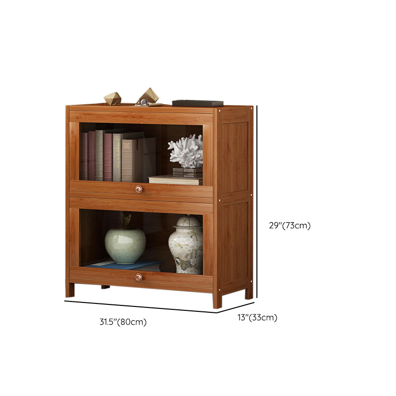 Closed Back Bamboo Bookcase Standard Modern Bookshelf with Cabinets