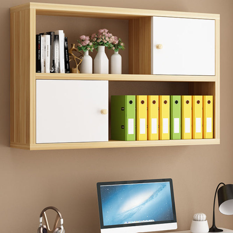 Wood Closed Back Bookshelf Floating Contemporary Bookcase with Shelves