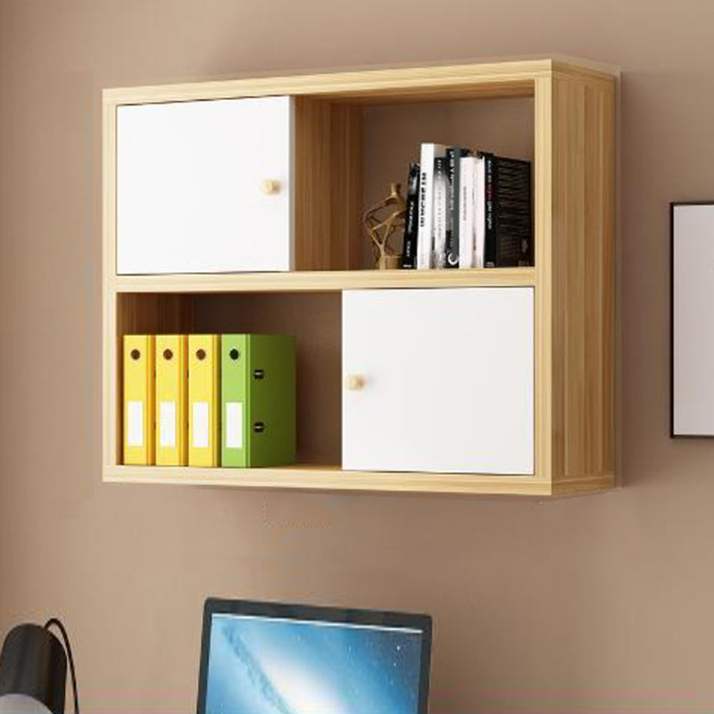 Wood Closed Back Bookshelf Floating Contemporary Bookcase with Shelves