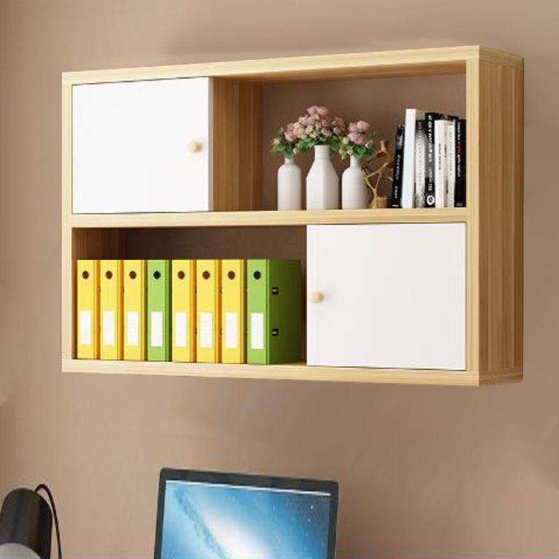 Wood Closed Back Bookshelf Floating Contemporary Bookcase with Shelves