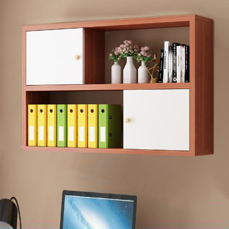 Wood Closed Back Bookshelf Floating Contemporary Bookcase with Shelves