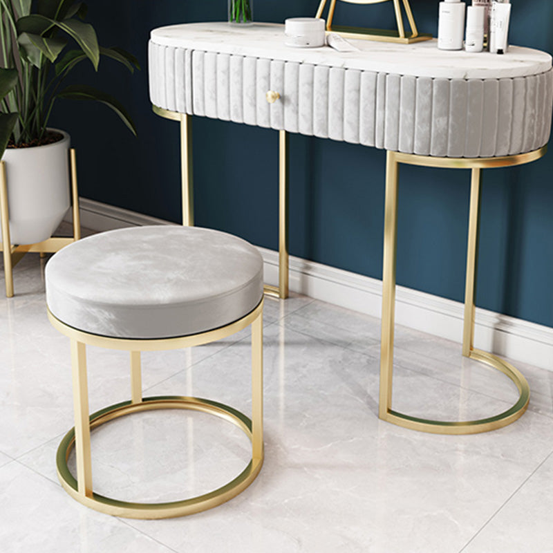 Solid Color Flannel Standard Stool Modern Simple Round Footstool