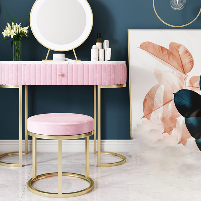 Solid Color Flannel Standard Stool Modern Simple Round Footstool