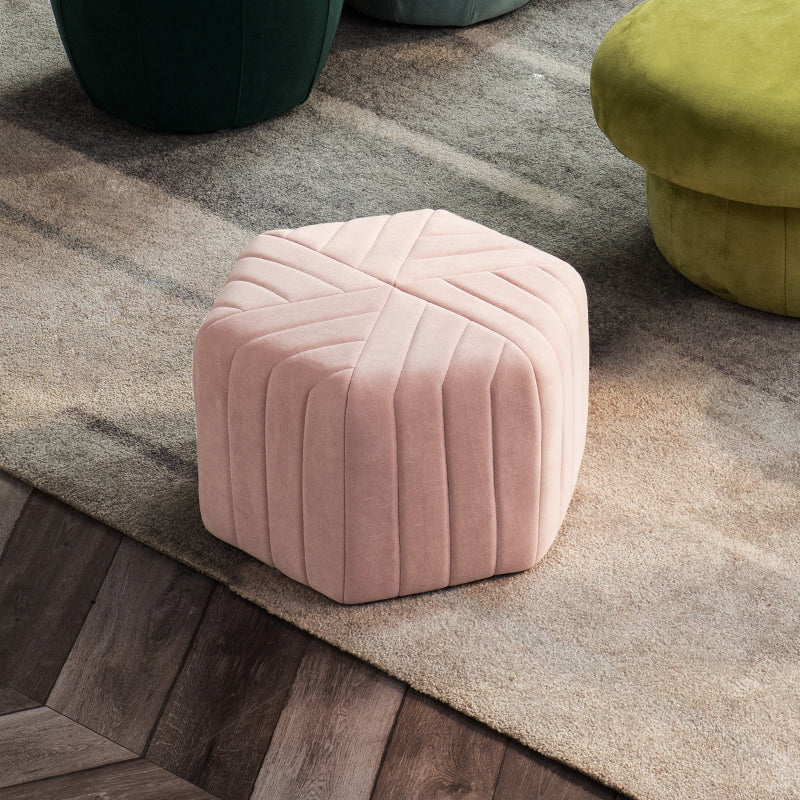 Solid Color Plush Footstool Modern Simple Hexagon Padded Foot Stool