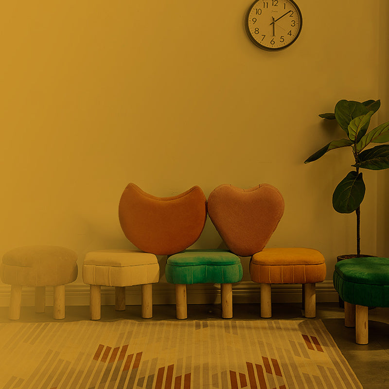 Solid Color Fabric Standard Stool Modern Simple Unique Shape Upholstered Footstool