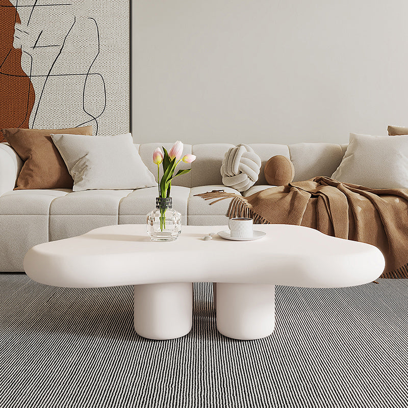 No Distressing 1 Coffee Table 2 Legs White Wood Single Coffee Table