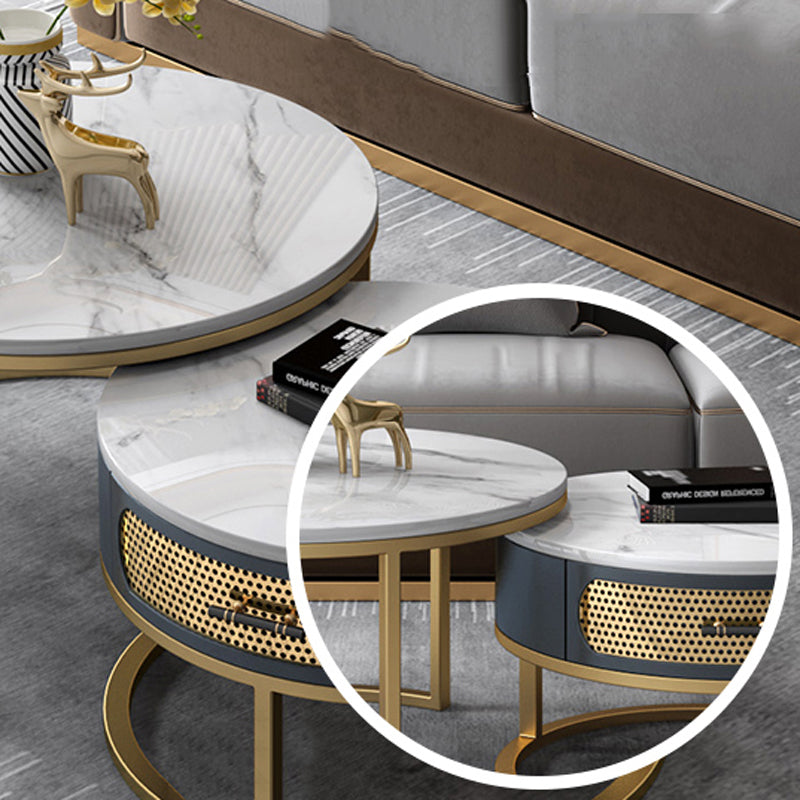 Slate Round Frame Coffee Table Nesting Modern Coffee Table Set