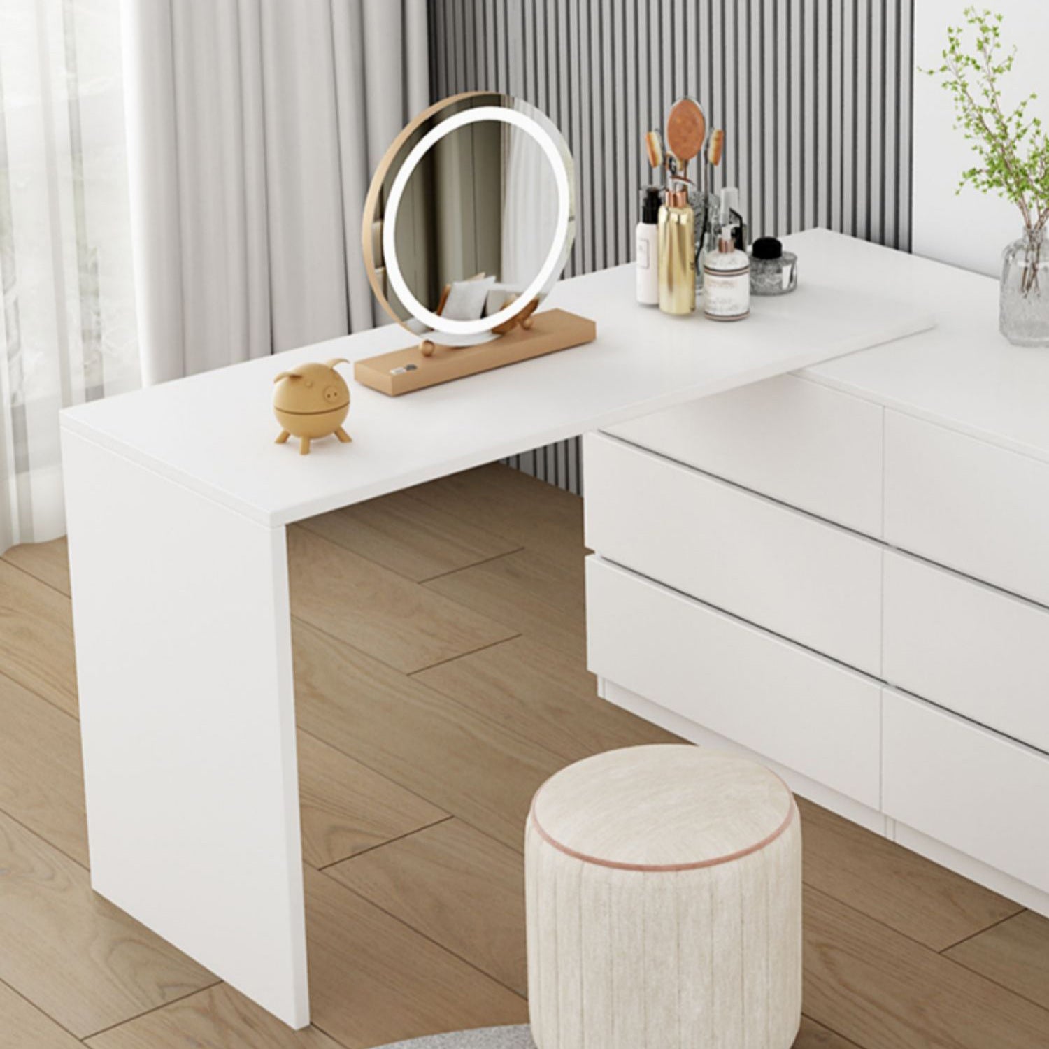 15.75" Wide Make-up Vanity Solid Wood Makeup Vanity Desk Table with Drawers