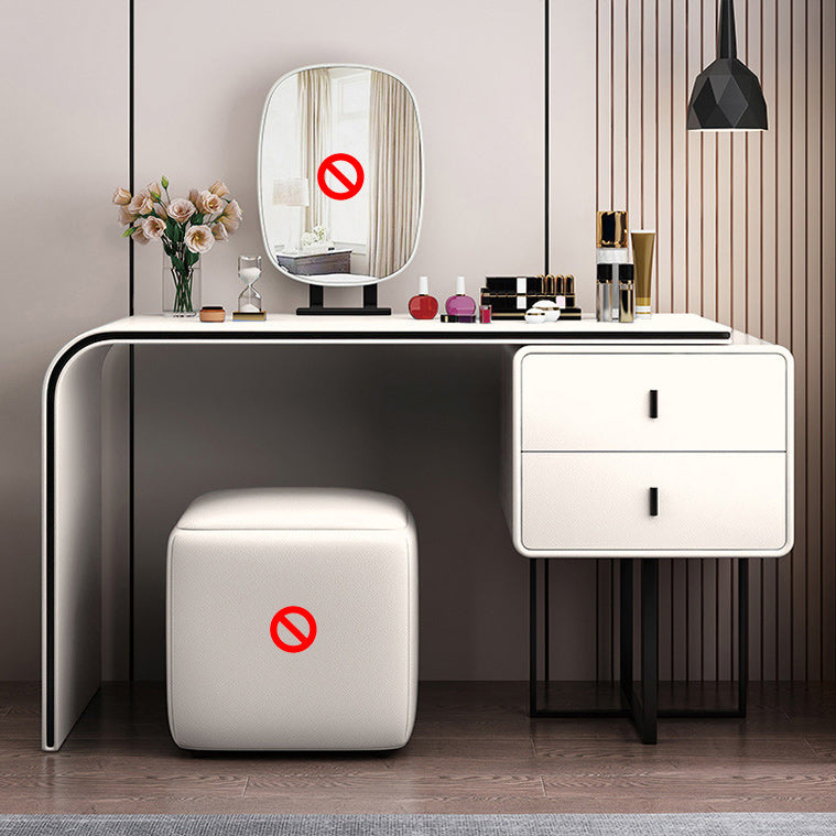 2-drawer Leather Vanity Table 28.74" H Dressing Table with Metal Base