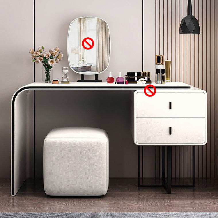 2-drawer Leather Vanity Table 28.74" H Dressing Table with Metal Base