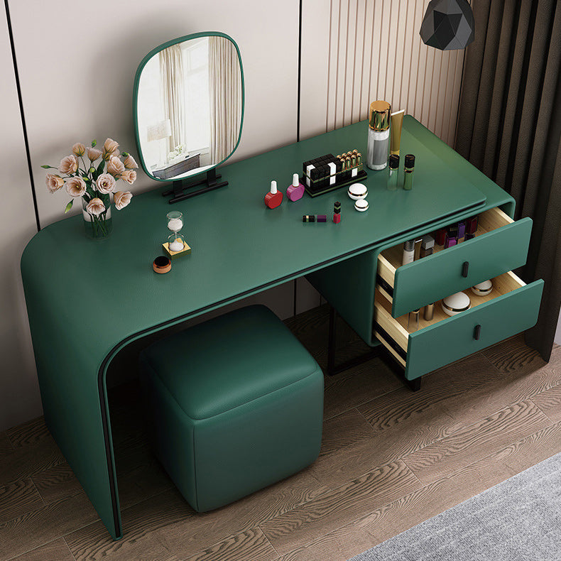 2-drawer Leather Vanity Table 28.74" H Dressing Table with Metal Base