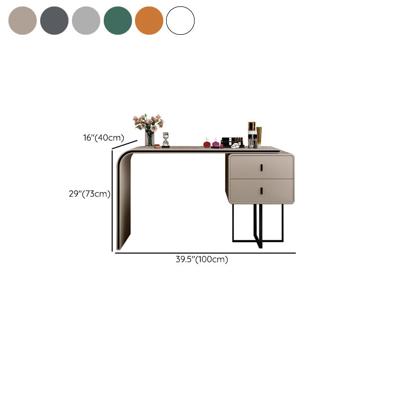 2-drawer Leather Vanity Table 28.74" H Dressing Table with Metal Base