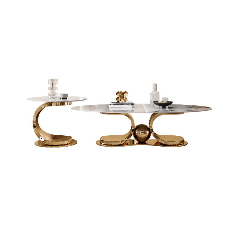 No Distressing Slate Coffee Table Glam Nesting Coffee Table Set