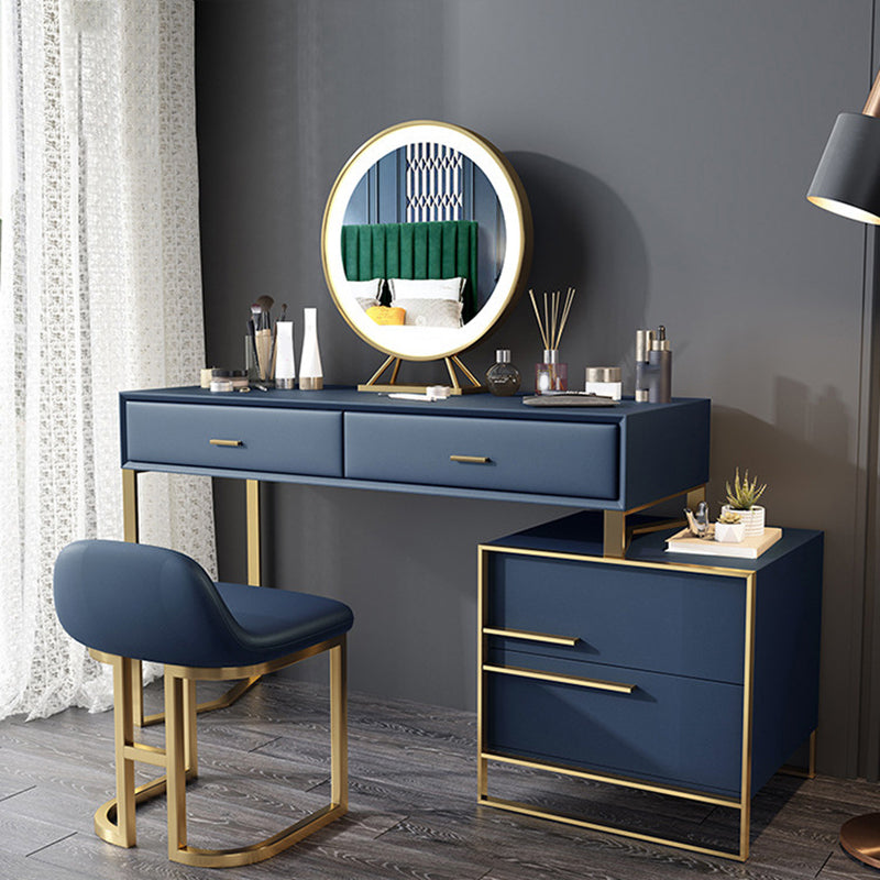 Glam Make-up Vanity Faux Leather Mirror Bedroom Makeup Vanity Set