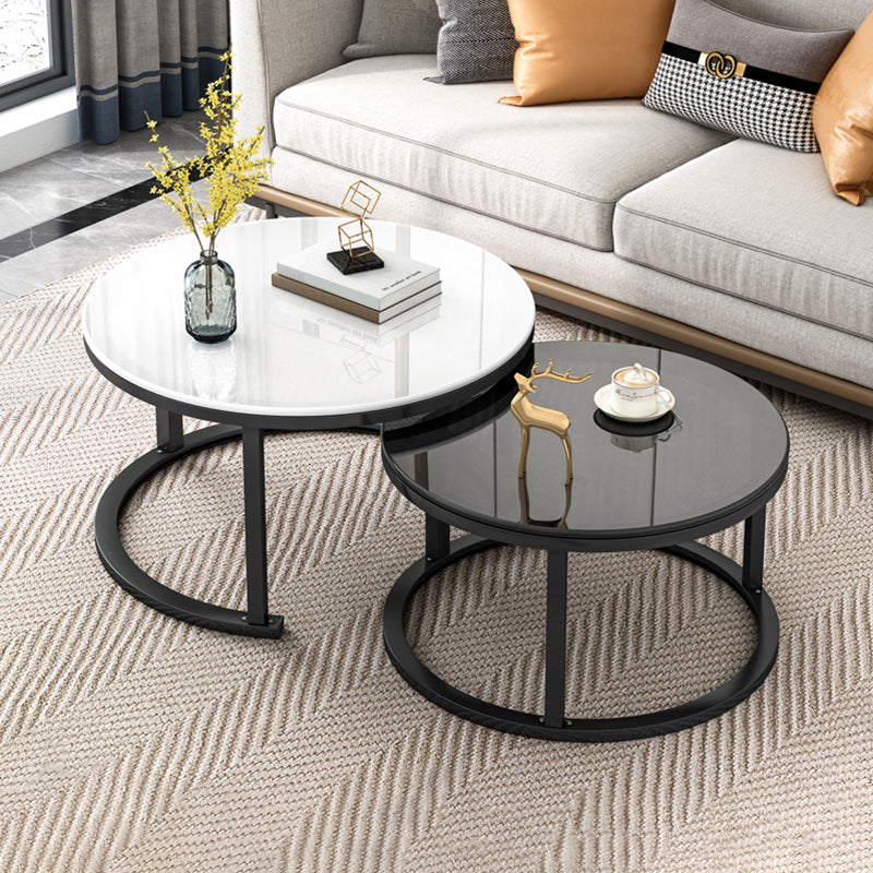 Frame Contemporary Coffee Table Set Glass Top Coffee Cocktail Table