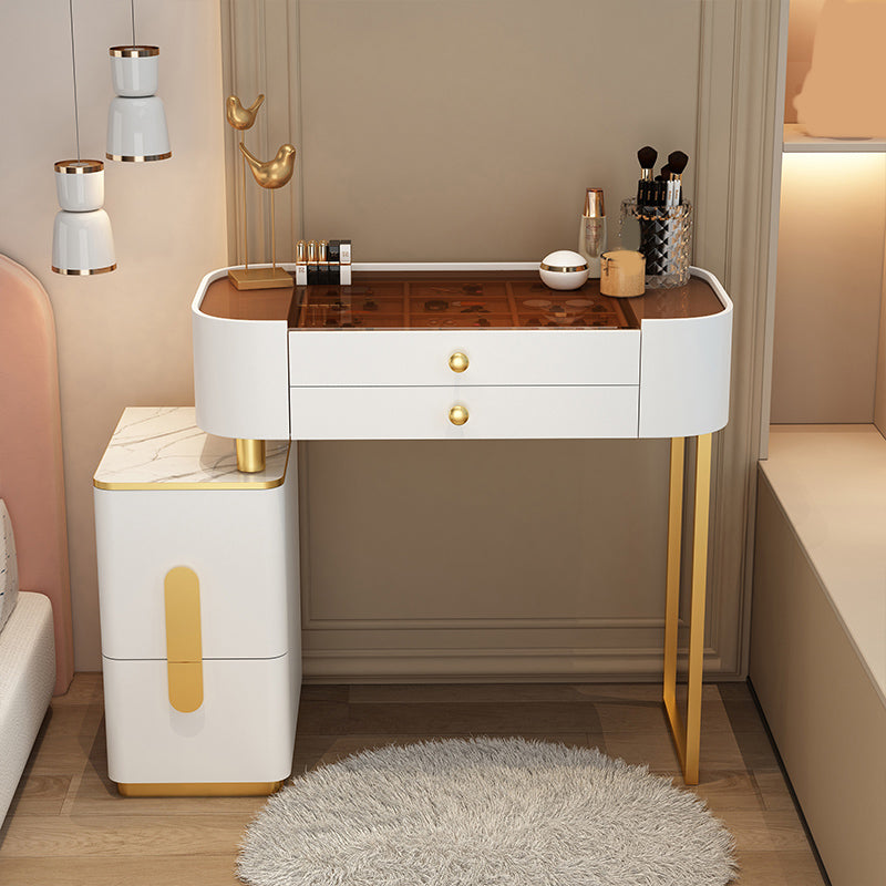 Glam Glass Makeup Counter 29.9" H Bedroom Make-up Vanity with Drawer