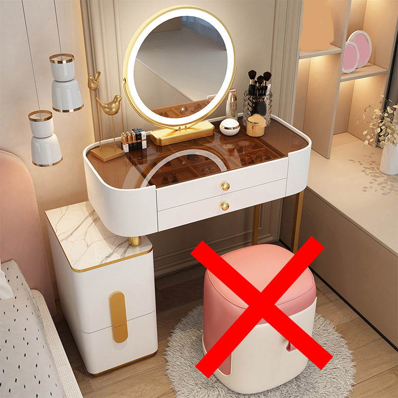 Glam Glass Makeup Counter 29.9" H Bedroom Make-up Vanity with Drawer