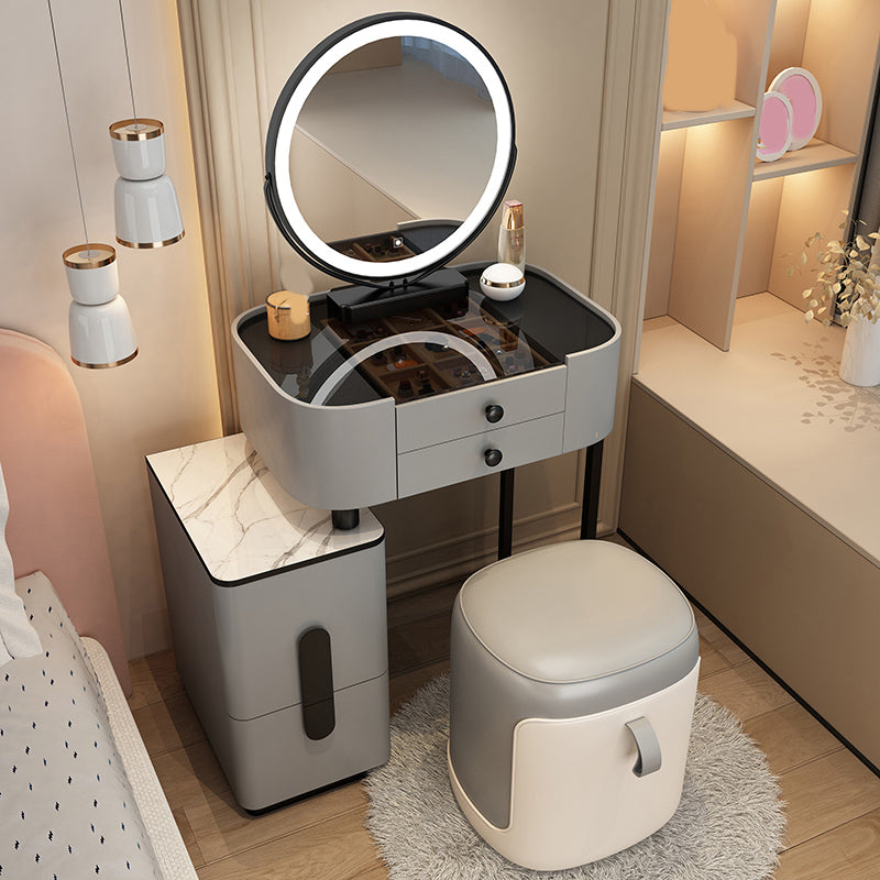 Glam Glass Makeup Counter 29.9" H Bedroom Make-up Vanity with Drawer