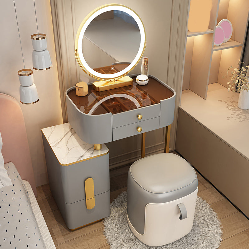 Glam Glass Makeup Counter 29.9" H Bedroom Make-up Vanity with Drawer