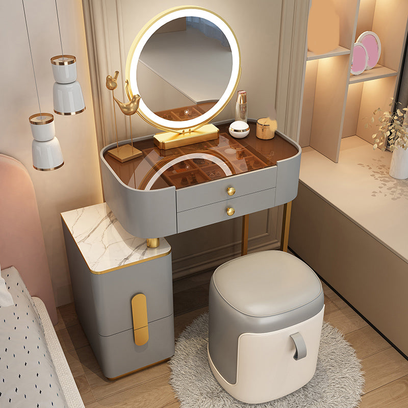Glam Glass Makeup Counter 29.9" H Bedroom Make-up Vanity with Drawer
