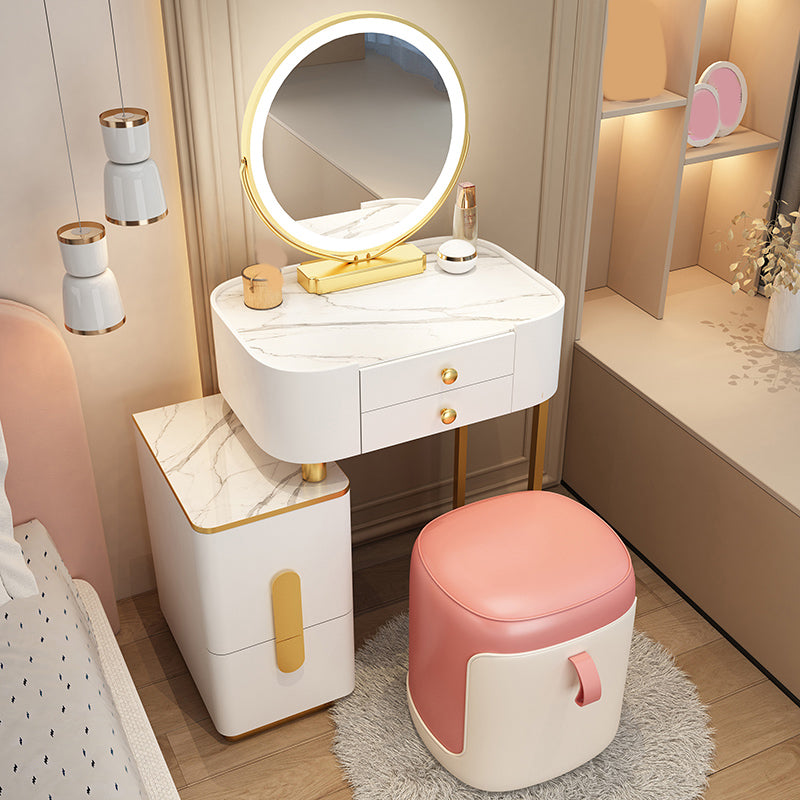 Glam Glass Makeup Counter 29.9" H Bedroom Make-up Vanity with Drawer