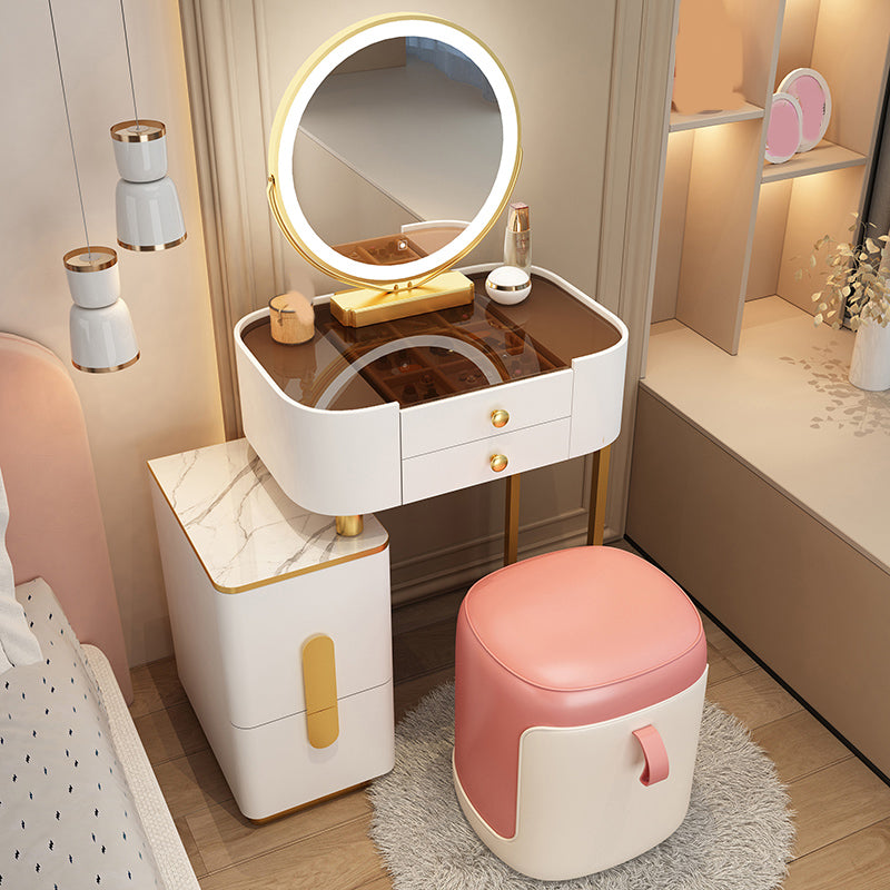 Glam Glass Makeup Counter 29.9" H Bedroom Make-up Vanity with Drawer