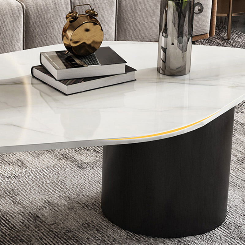 2 Legs Coffee Table Faux Marble Single Coffee Table with 3 Drawers