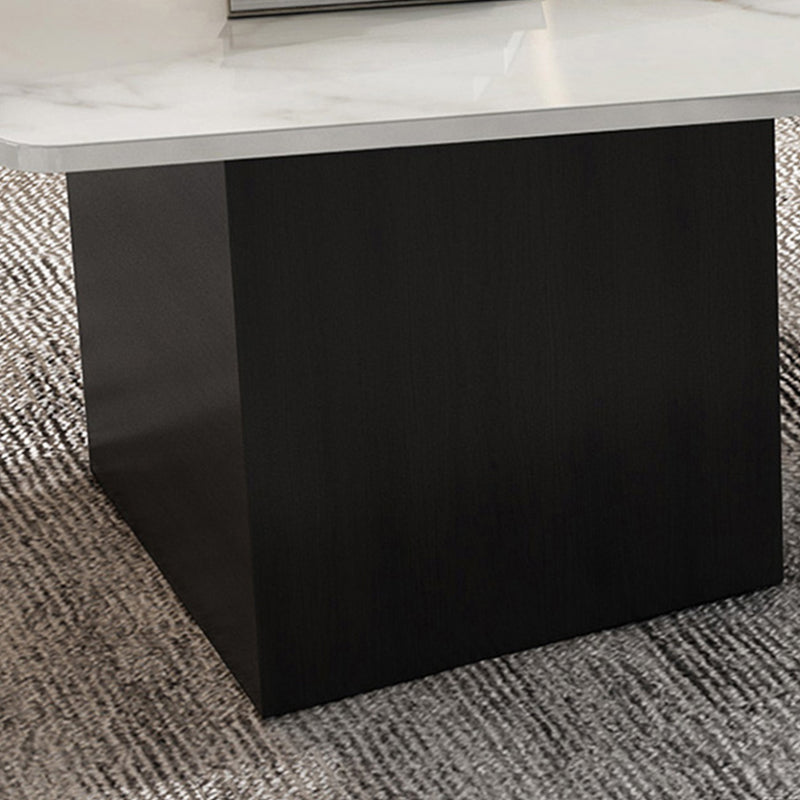 2 Legs Coffee Table Faux Marble Single Coffee Table with 3 Drawers