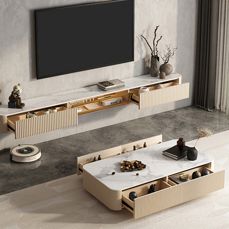 Slate Block Coffee Table No Distressing Glam Rectangle Single Coffee Table