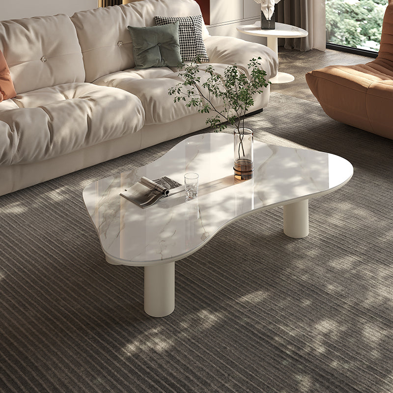 Marble White Single Coffee Table Modern Free-Form Coffee Table