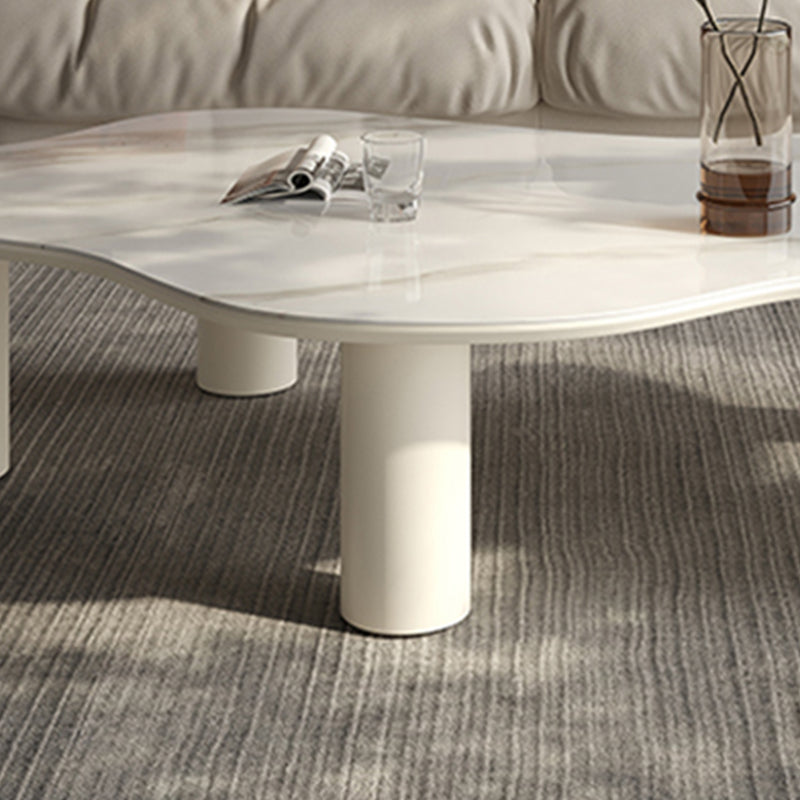 Marble White Single Coffee Table Modern Free-Form Coffee Table