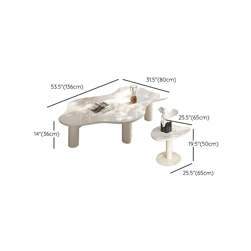 Marble White Single Coffee Table Modern Free-Form Coffee Table