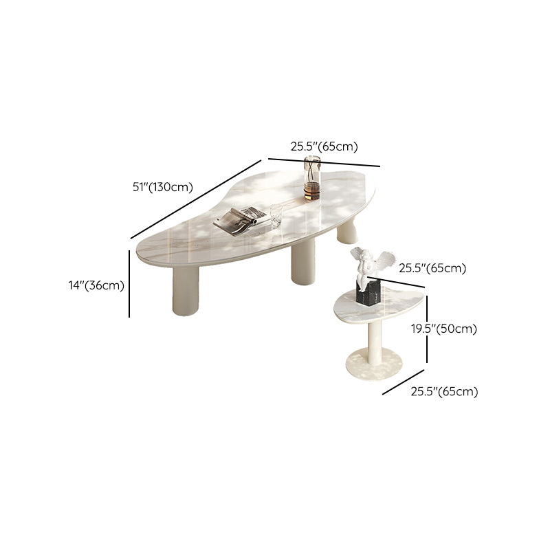 Marble White Single Coffee Table Modern Free-Form Coffee Table