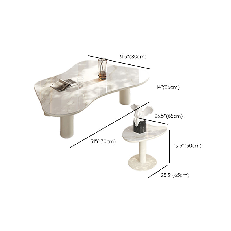 Marble White Single Coffee Table Modern Free-Form Coffee Table