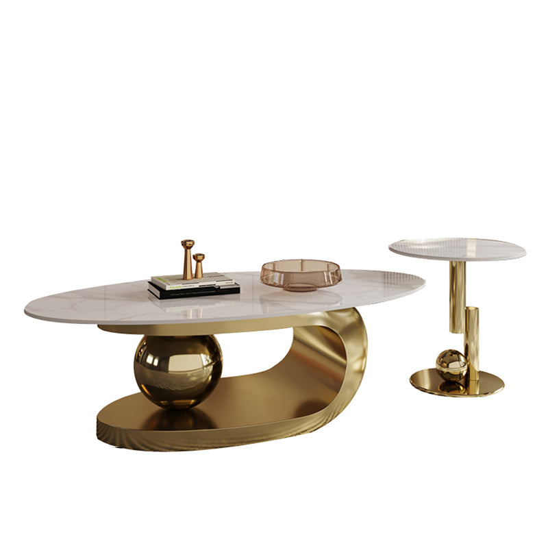 No Distressing Slate Coffee Table Pedestal Oval Single Coffee Table