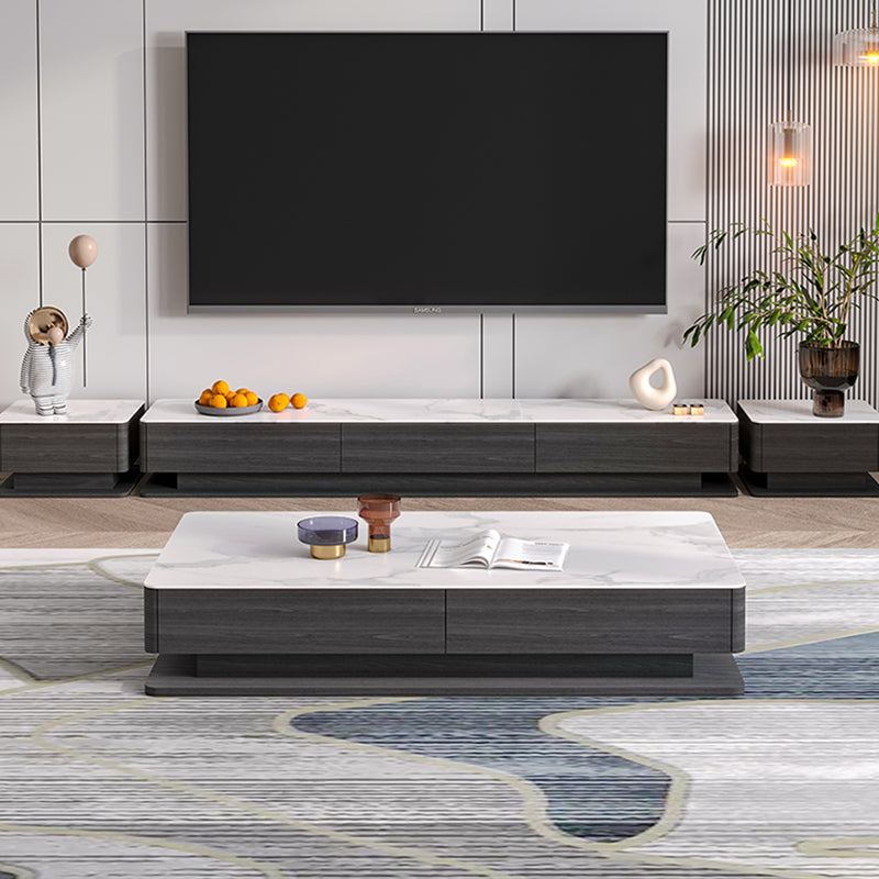 Block Slate Coffee Table No Distressing Rectangle Single Coffee Table with Drawers