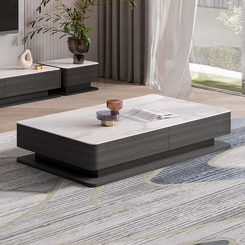 Block Slate Coffee Table No Distressing Rectangle Single Coffee Table with Drawers
