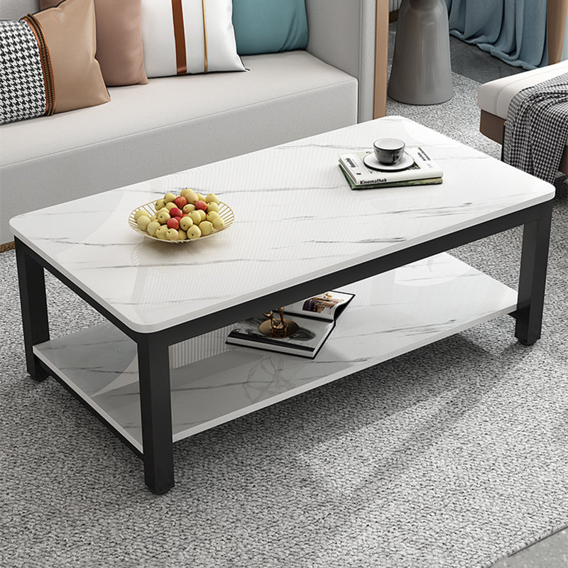 17"H Contemporary Coffee Table Rectangle White Coffee Cocktail Table